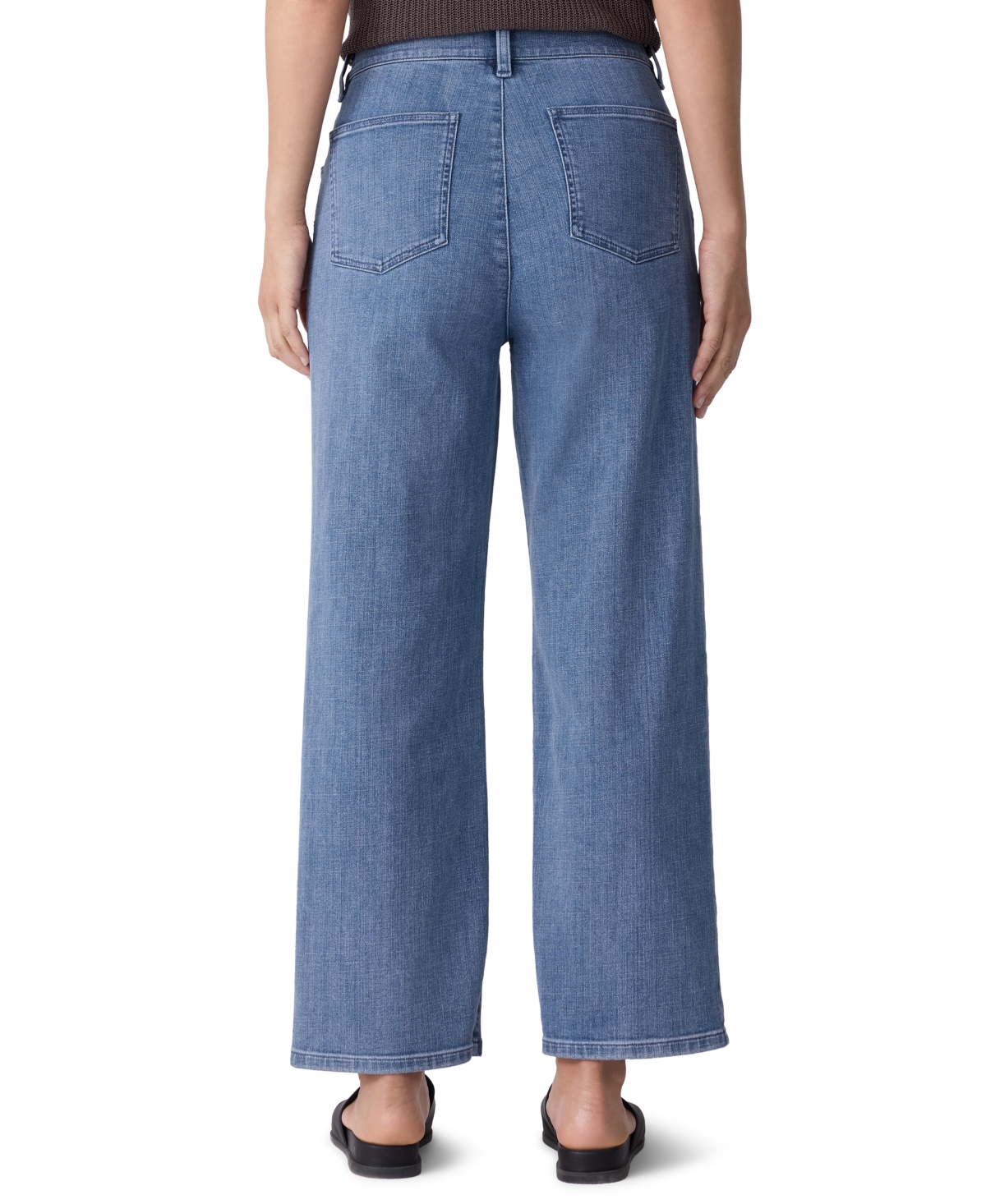 Eileen Fisher High Waist Ankle Straight Leg Jeans In Blue