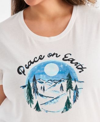 Plus Size Peace On Earth Graphic T-Shirt, Macy's Exclusive 