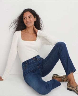 Women's Long Sleeve Rib Square Neck Tee