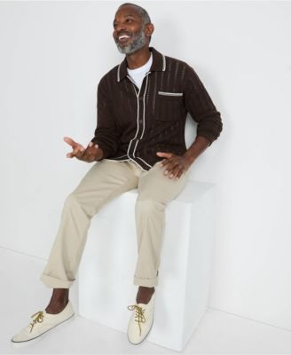 Men's Long Sleeve Button Through Summer Polo Cardigan