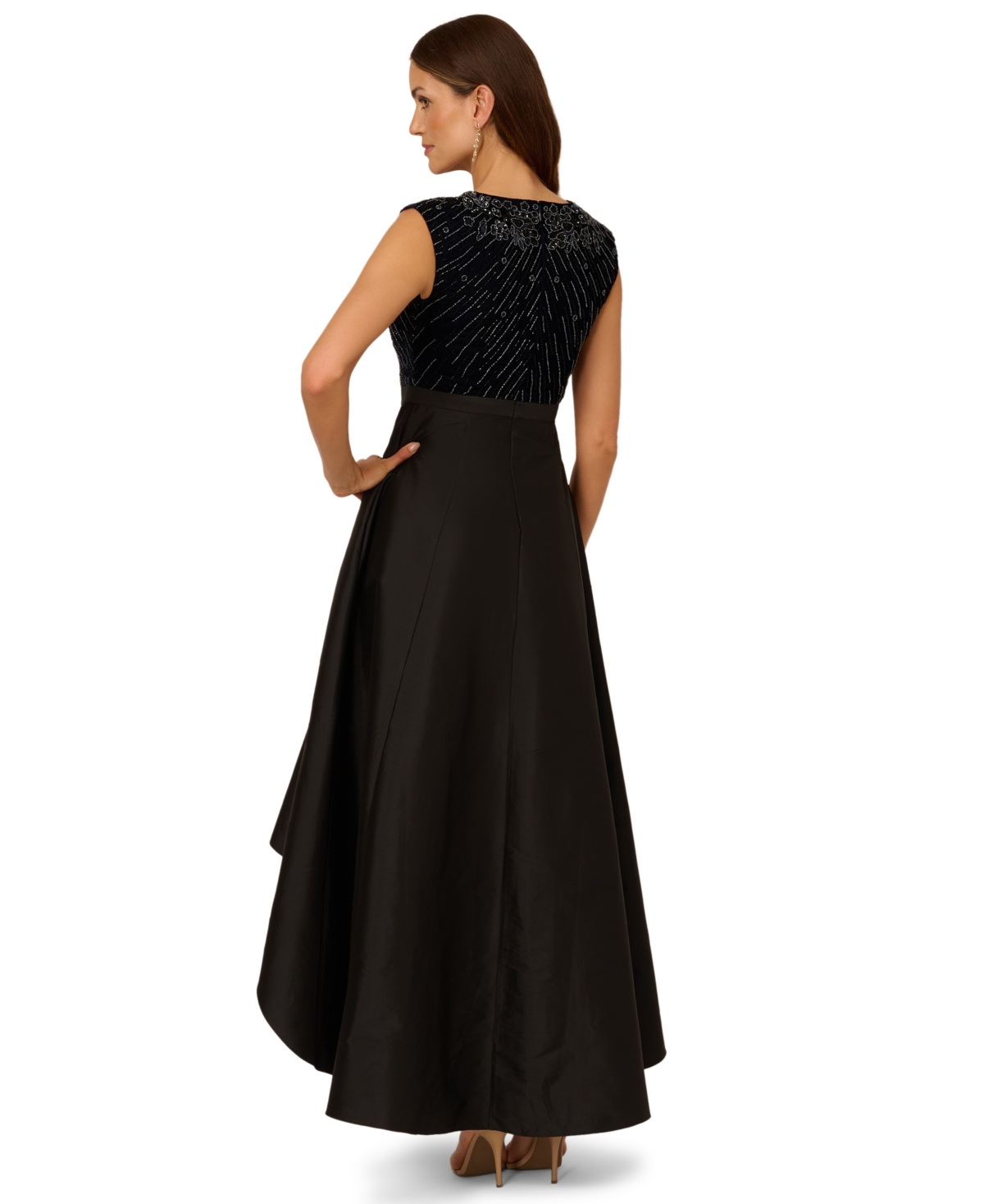 Adrianna Papell Women's Beaded Velvet Taffeta Dress In Black