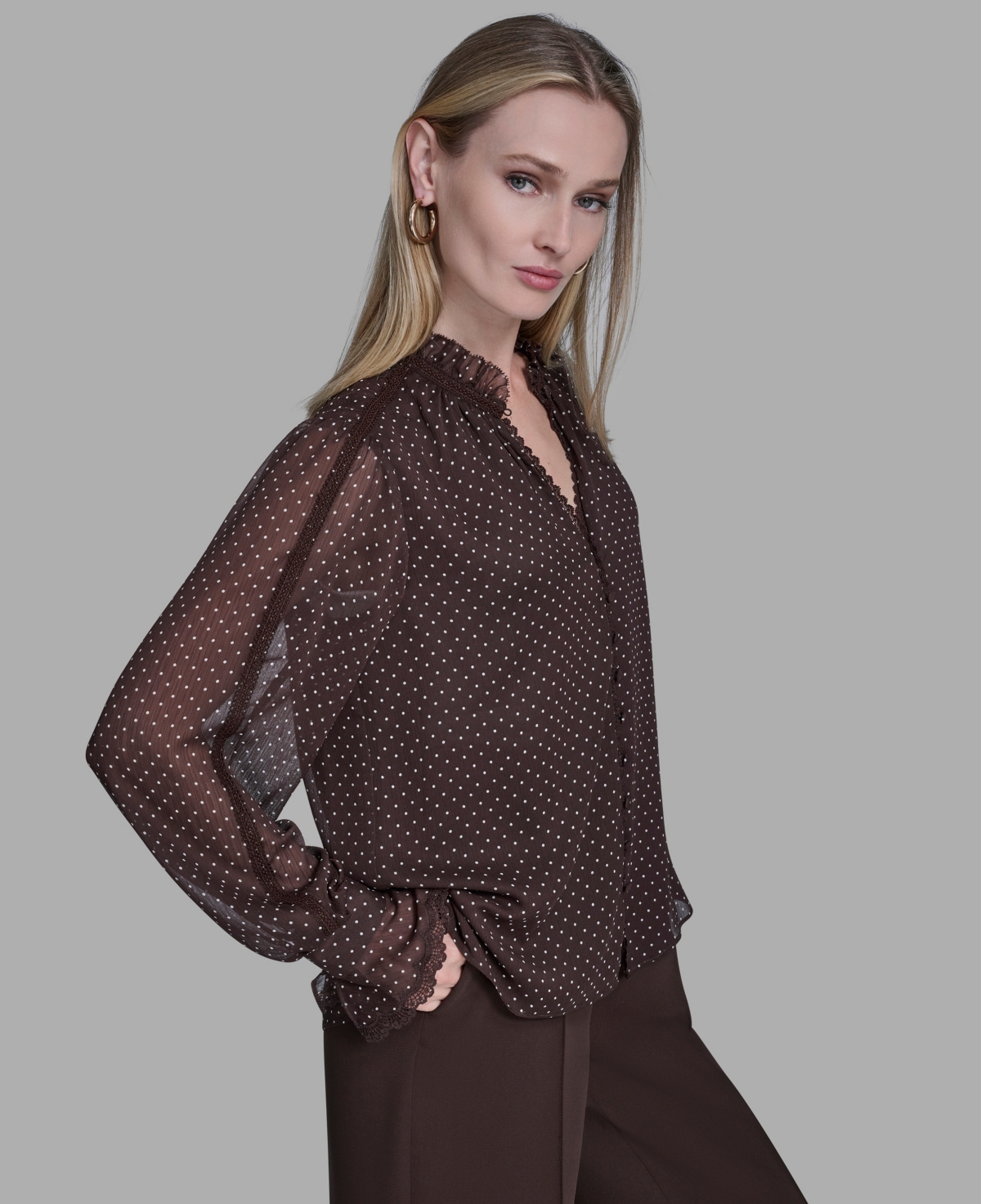 Bcbg Women's V-Neck Embroidered Top