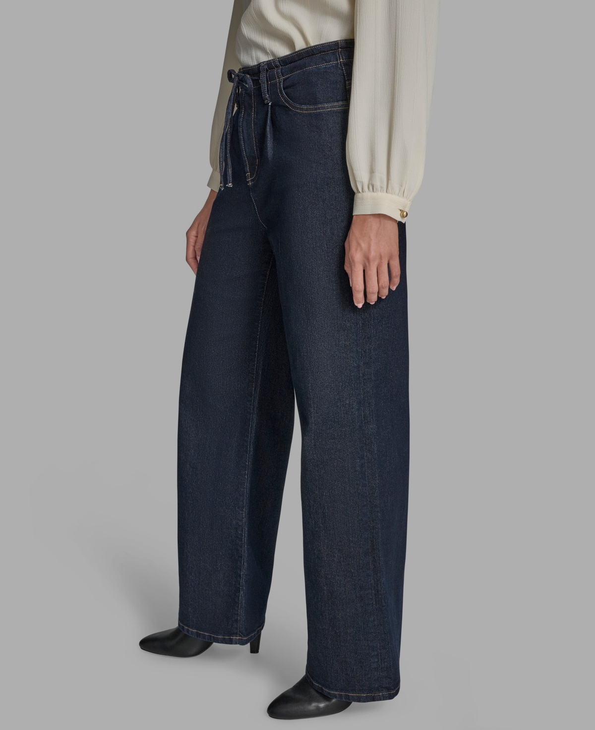 Bcbg Women's Straight-leg Tie-waist Jeans In Blue