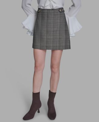 Women's Buttoned Plaid Mini Skirt