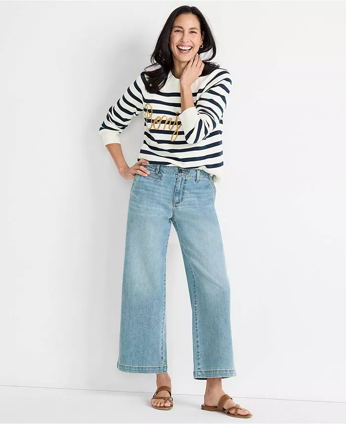 Petite Mid Rise Denim Wide Leg Ankle Jeans - thumbnail 4