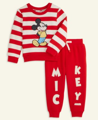 Disney | Macy's - Toddlers Mickey Mouse Striped Sweatshirt & Jogger Pant Set