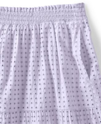 Women's Poplin Tiered Eyelet Midi Skirt