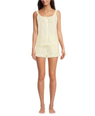 Women's Poplin 2 Piece Pajama Set - Tank Top and Shorts
