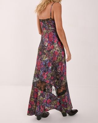 Women's Satin Lace Maxi Slip Dress