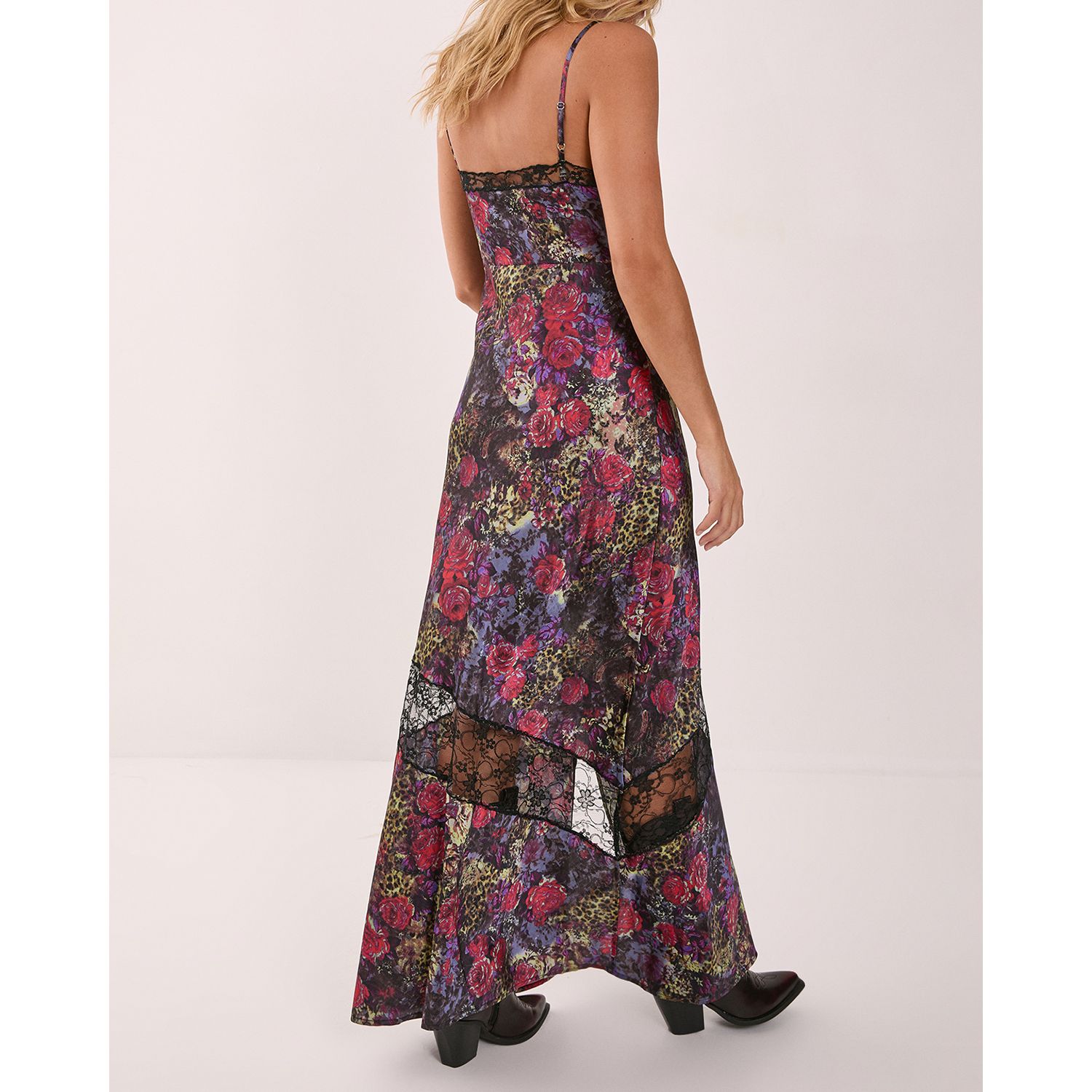 Women's Satin Lace Maxi Slip Dress