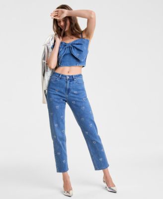 Women's Denim Minnie Mouse Bow Top Embellished with Crystals by Swarovski&reg;, Macy's Exclusive