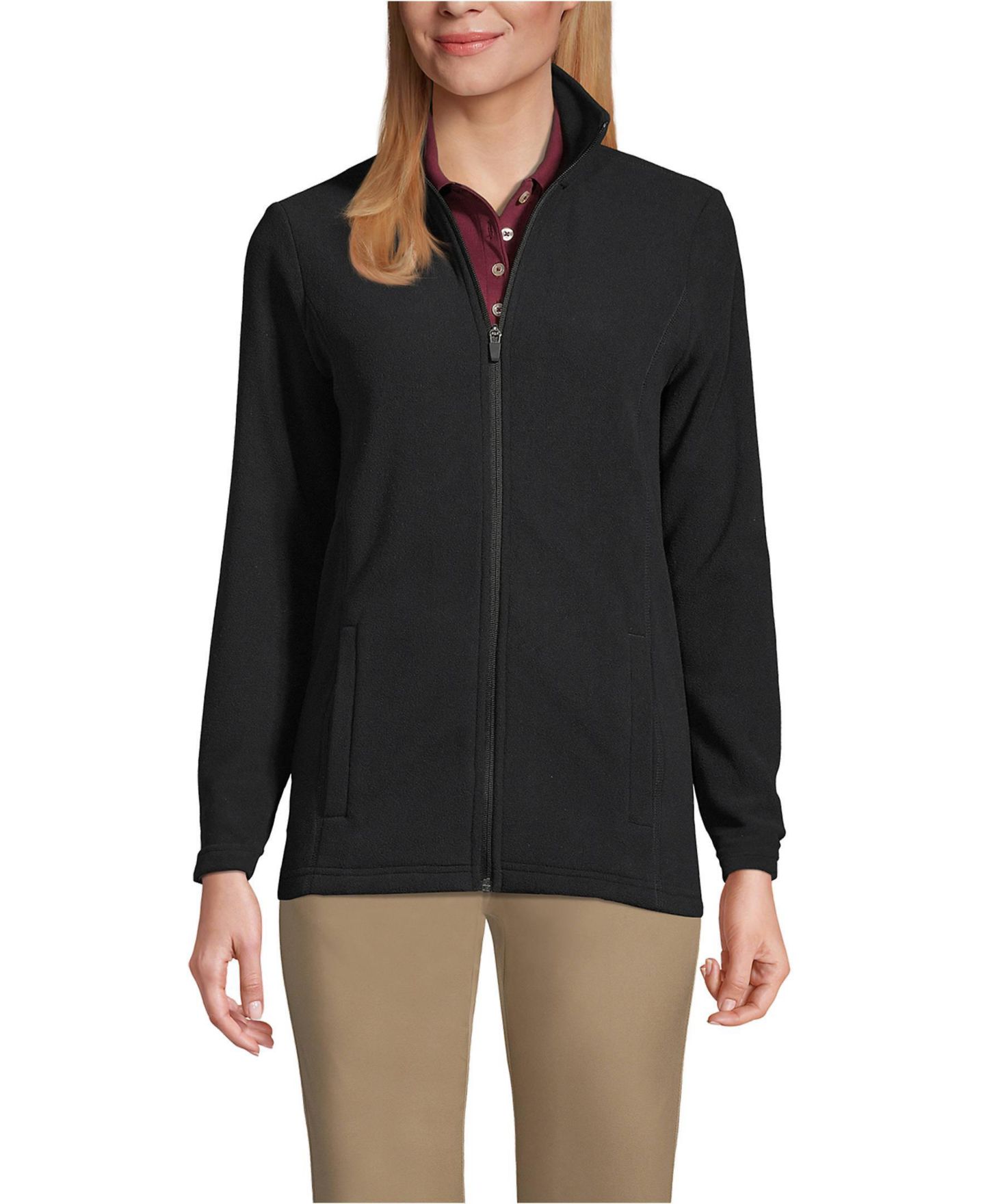 Женская куртка Lands' End Thermacheck 100 Fleece, цвет: Чёрный — фото 4