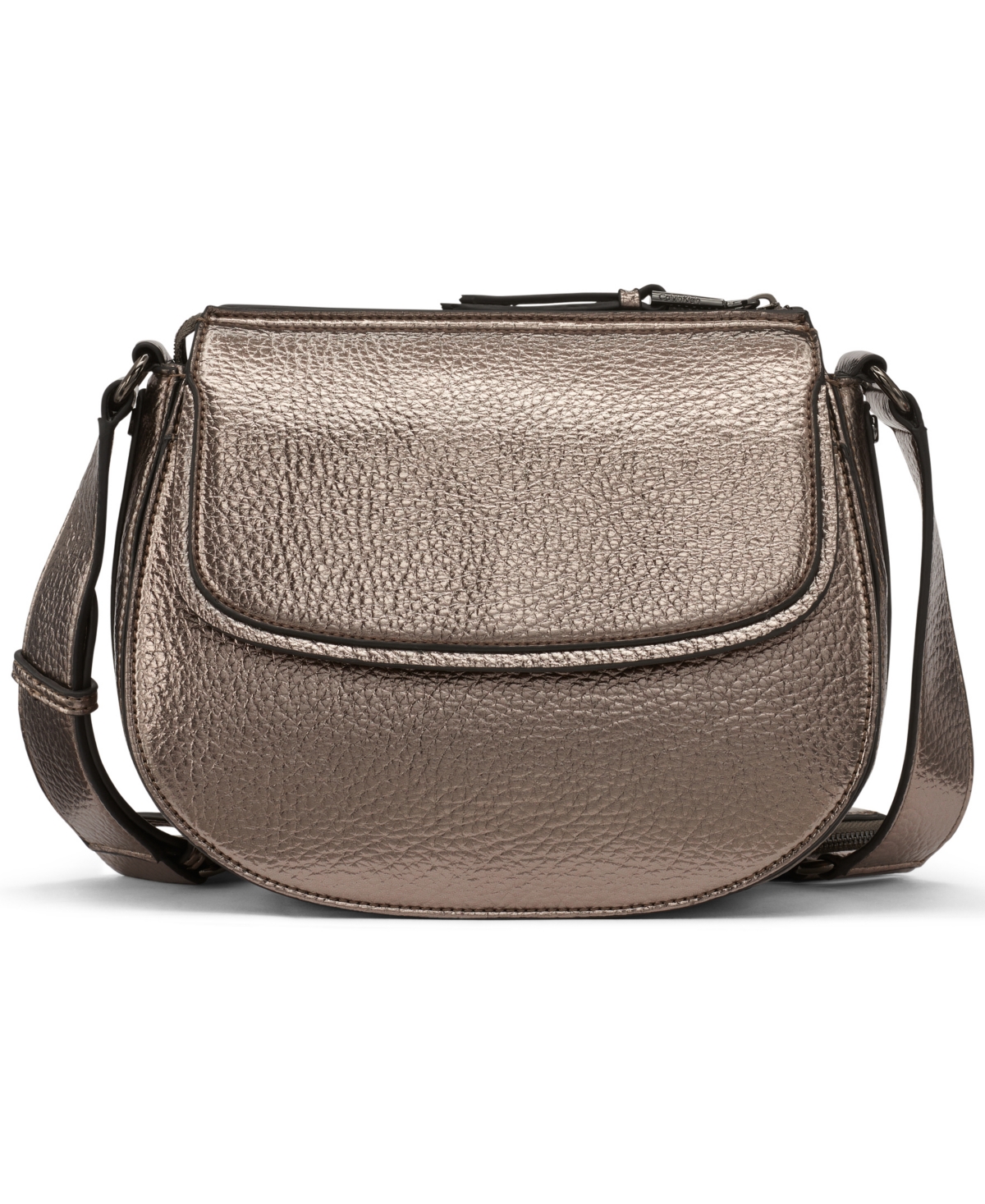 Calvin Klein Bella Adjustable Crossbody With Signature Zippered Pouch In Gold