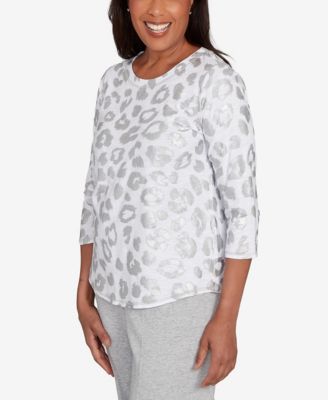 Women's Casual Vibe Monotone Crew Neck Animal Top