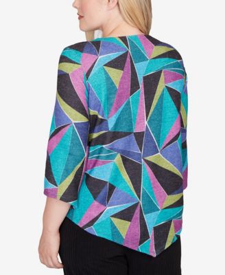 Women's Lake Champlain Abstract Stained Glass Top with Necklace