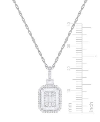Diamond Baguette & Round Pendant Necklace (1/2 ct. t.w) in 14K White Gold (also in 14K Yellow Gold)