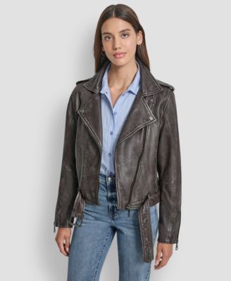 ジャケット・アウター archive DKNY leather car coat y2k Tyadorw Womens Leather Jacket Y2K Black Leather Faux Jacket