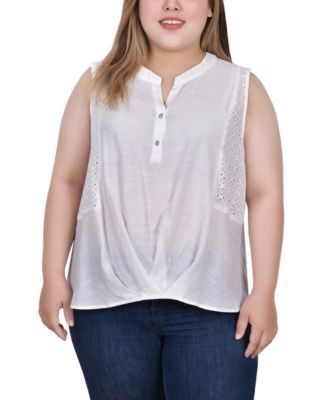 Plus Size Sleeveless Top with Eyelet Insets