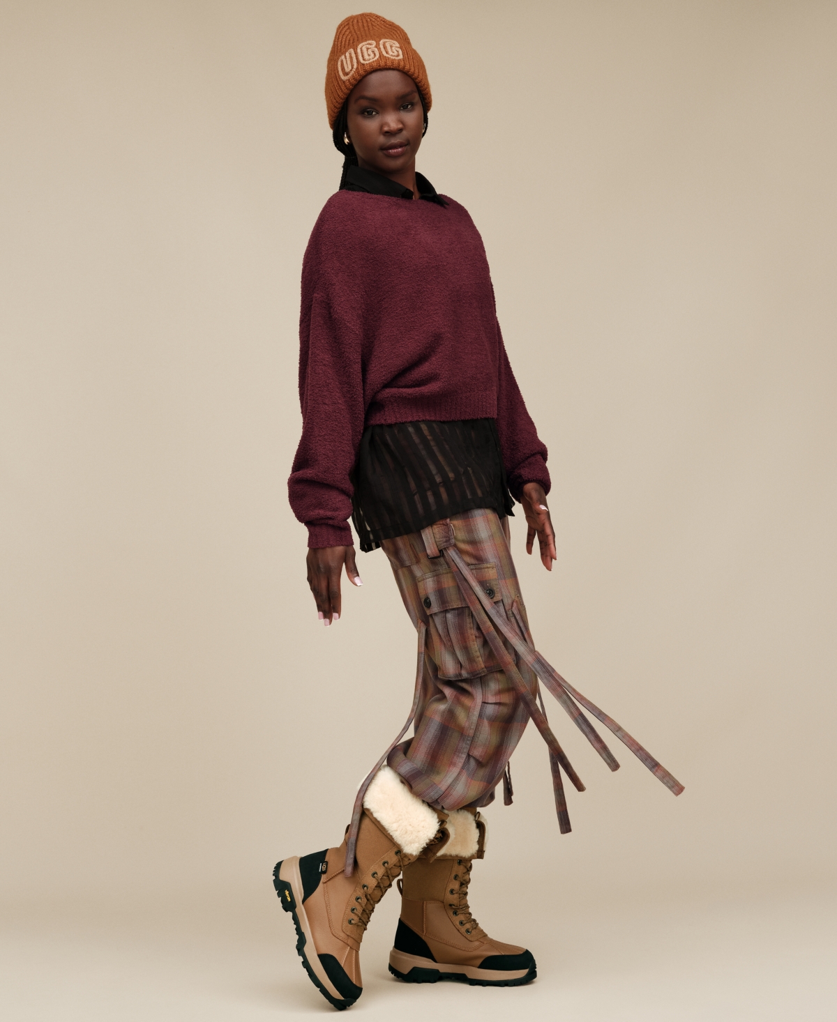 Ugg Women's Novalie Slouchy Boat Neck Lounge Top In Burgundy