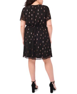 Plus Size Flutter Sleeve Fit and Flare Short Dress