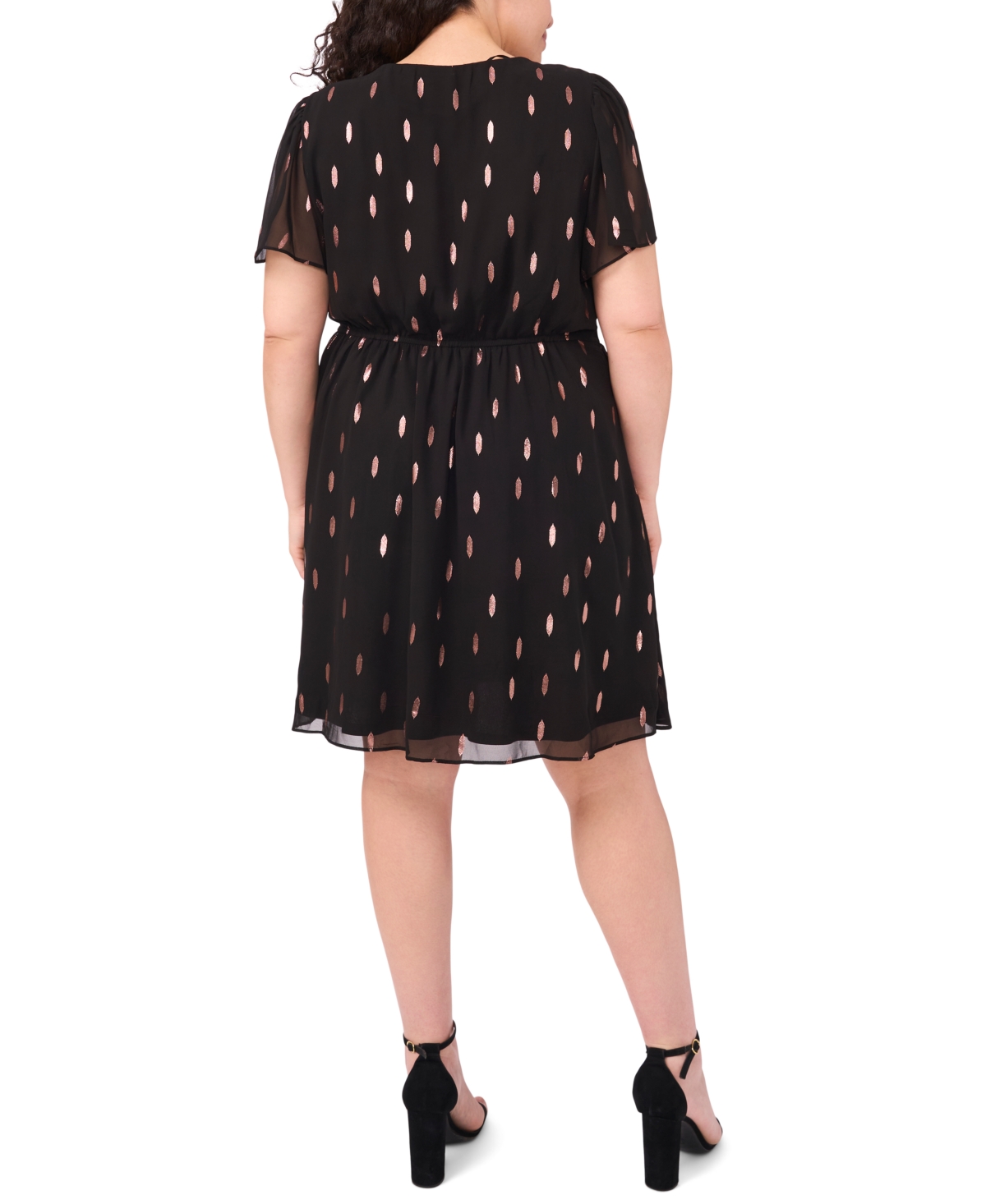 Msk Plus Size Flutter Sleeve Fit And Flare Short Dress In Black