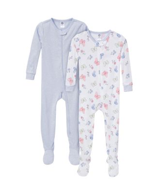 Toddler Girls Snug Fit Footed Pajamas, 2-Pack, Butterflies