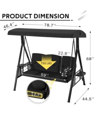 3-Seat Porch Swings with Adjustable Canopy