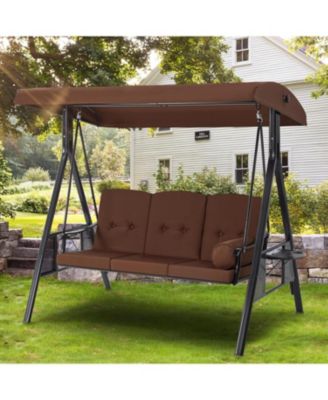 3-Seat Porch Swings with Adjustable Canopy