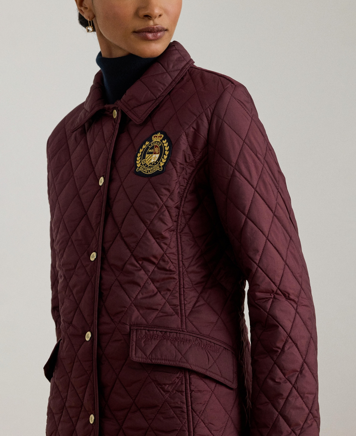 Ralph Lauren Women's Quilted Crest Jacket In Burgundy