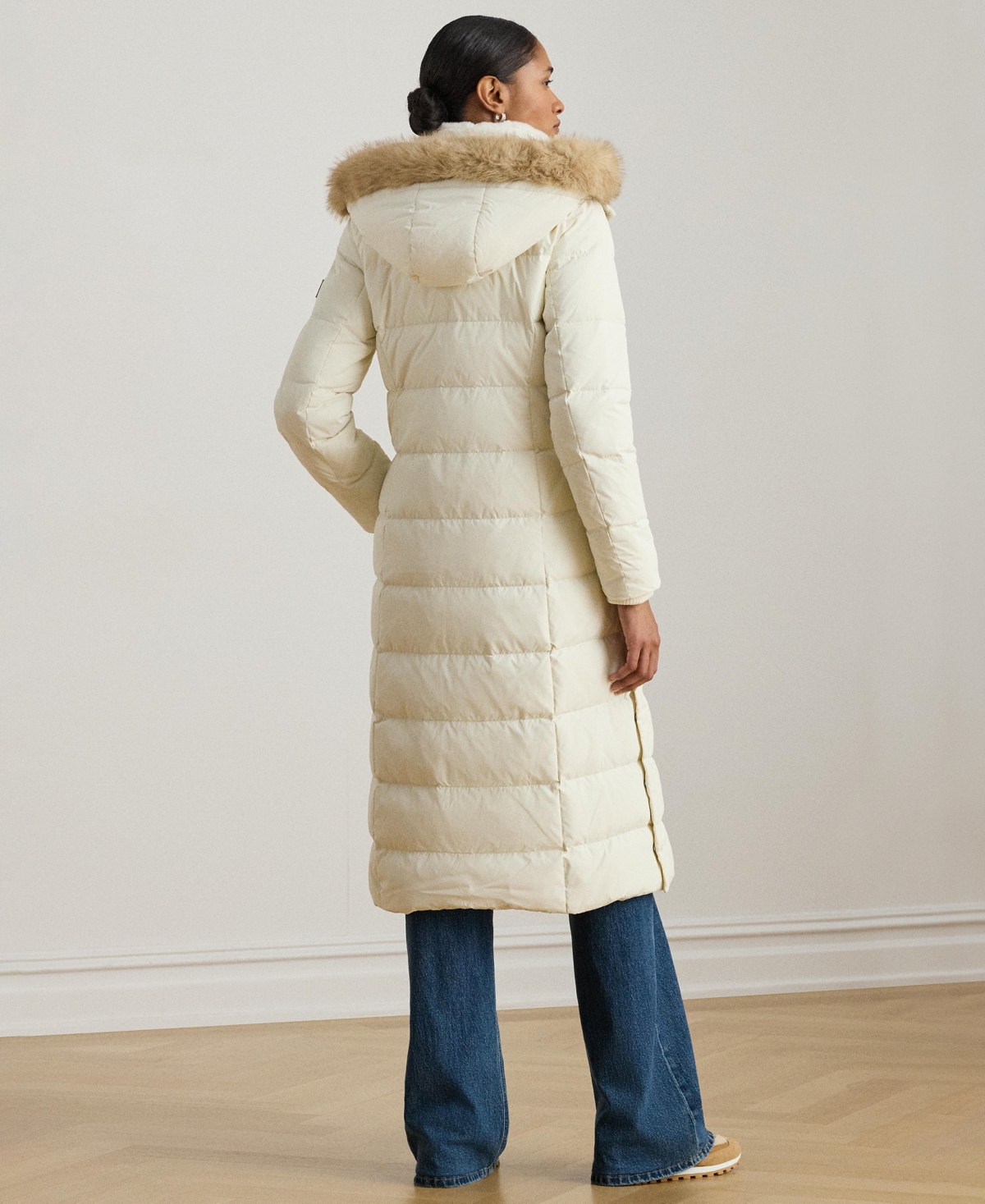 Ralph Lauren Women's Faux-fur-trim Maxi Puffer Coat In White