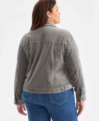 Plus Size Corduroy Button-Front Jacket