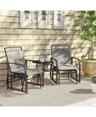 2-Person Outdoor Glider Chair with Table for Garden