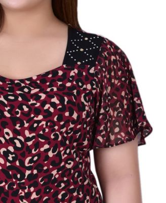 Plus Size Short Flutter Sleeve Top