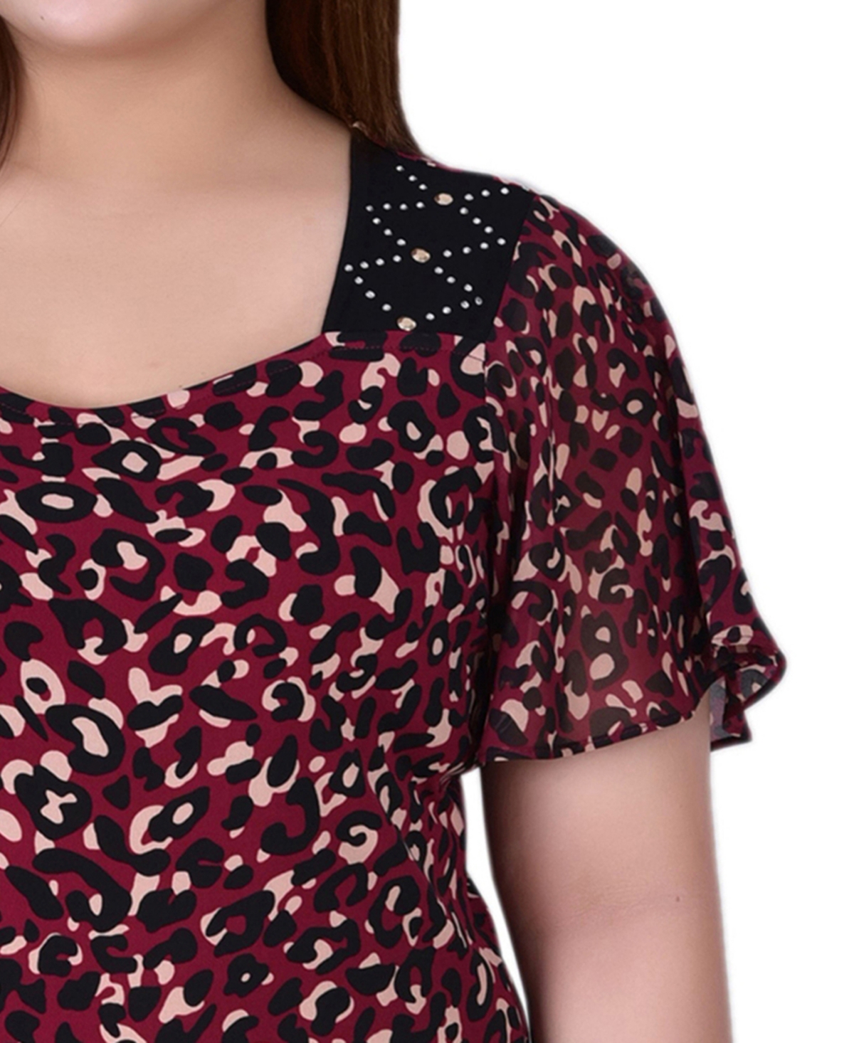 Ny Collection Plus Short Flutter Sleeve Top