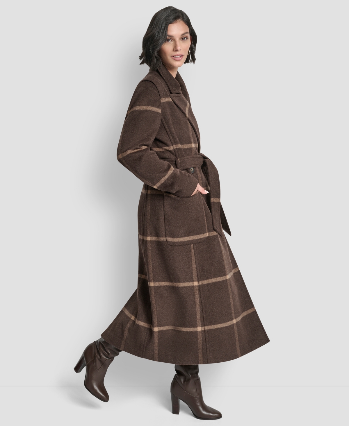 Dkny Women's Notch Collar Belted Wrap Coat