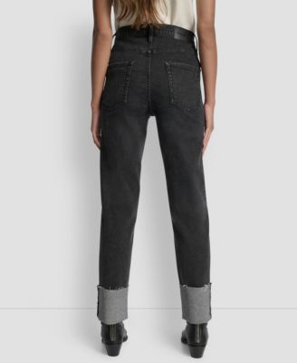 Women's High-Rise Classic Cuffed Straight-Leg Jeans