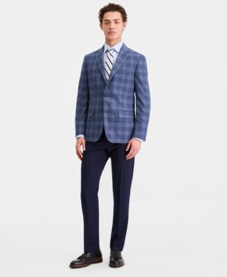 Men's Modern-Fit Navy Windowpane Blazer