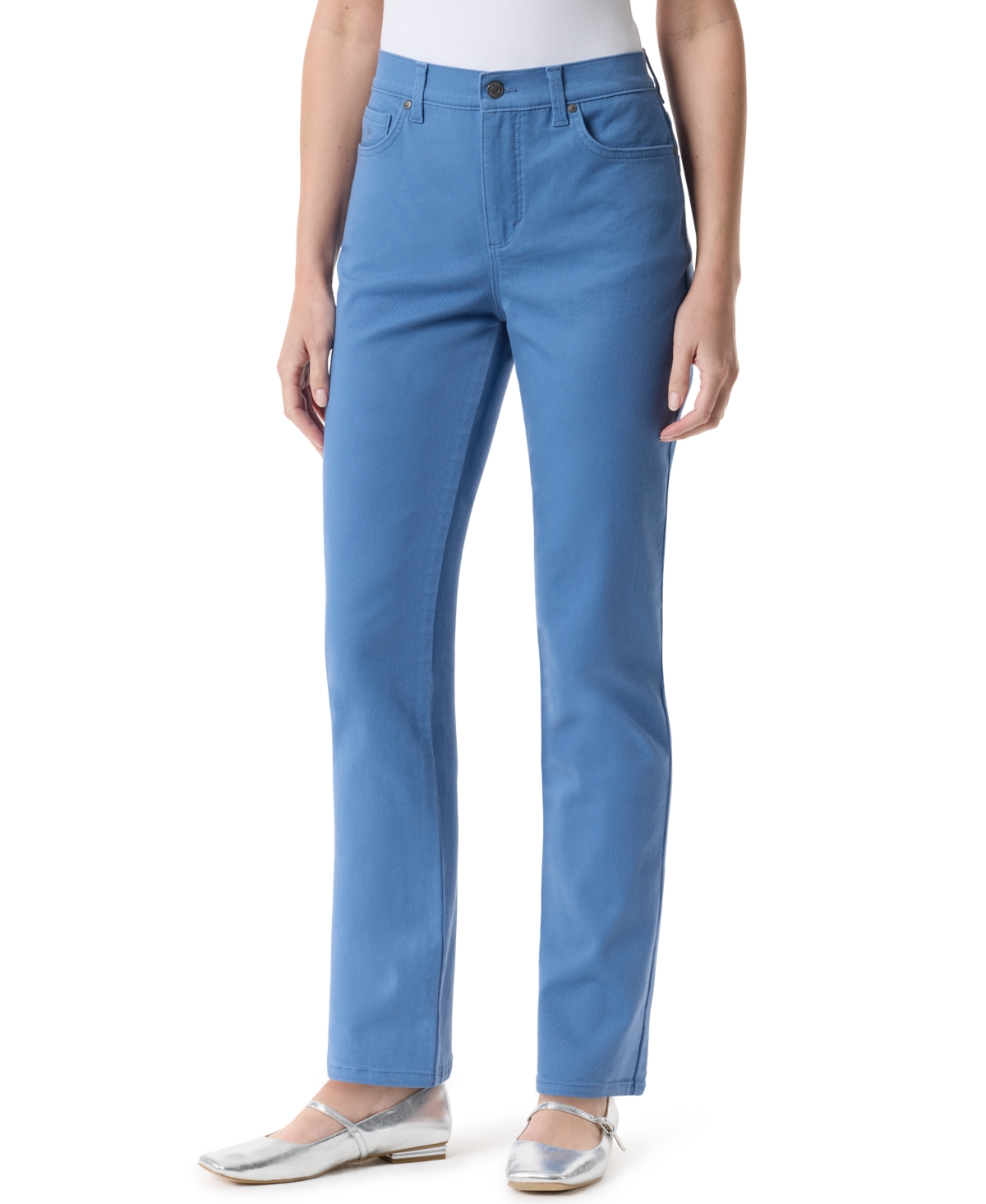 Gloria Vanderbilt Women's Amanda Colored Twill Straight-leg Jeans,in Regular, Short & Long In Blue