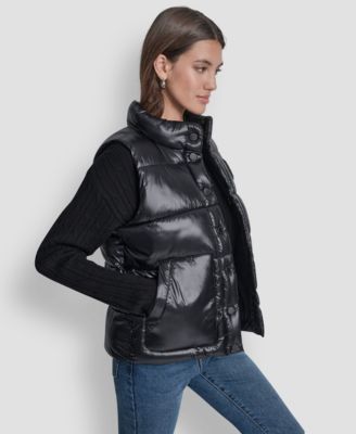 Women's Quilted Mock Neck Puffer Vest Jacket