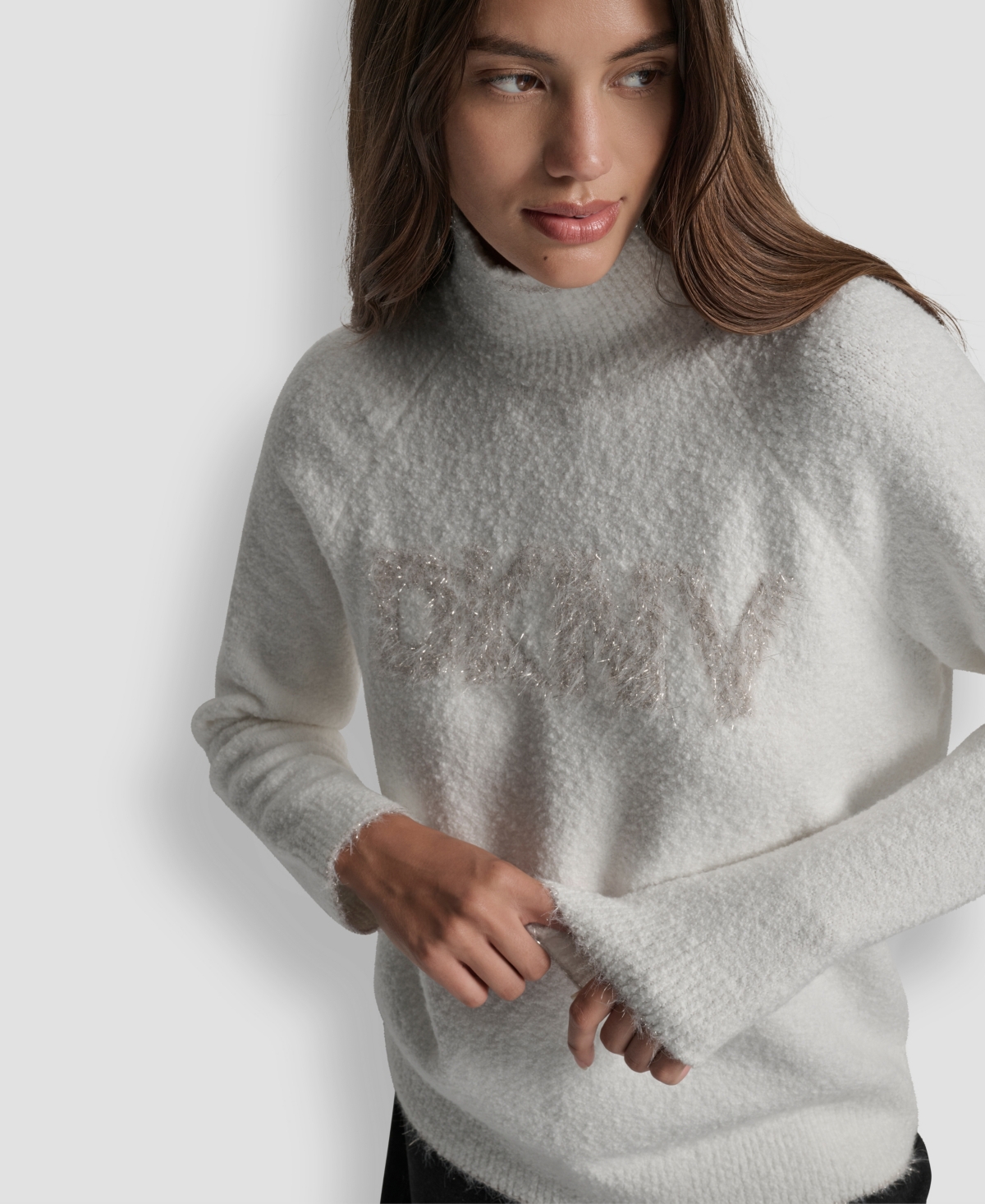 Dkny Jeans Women's Tinsel Logo Detail Sweater In Multi