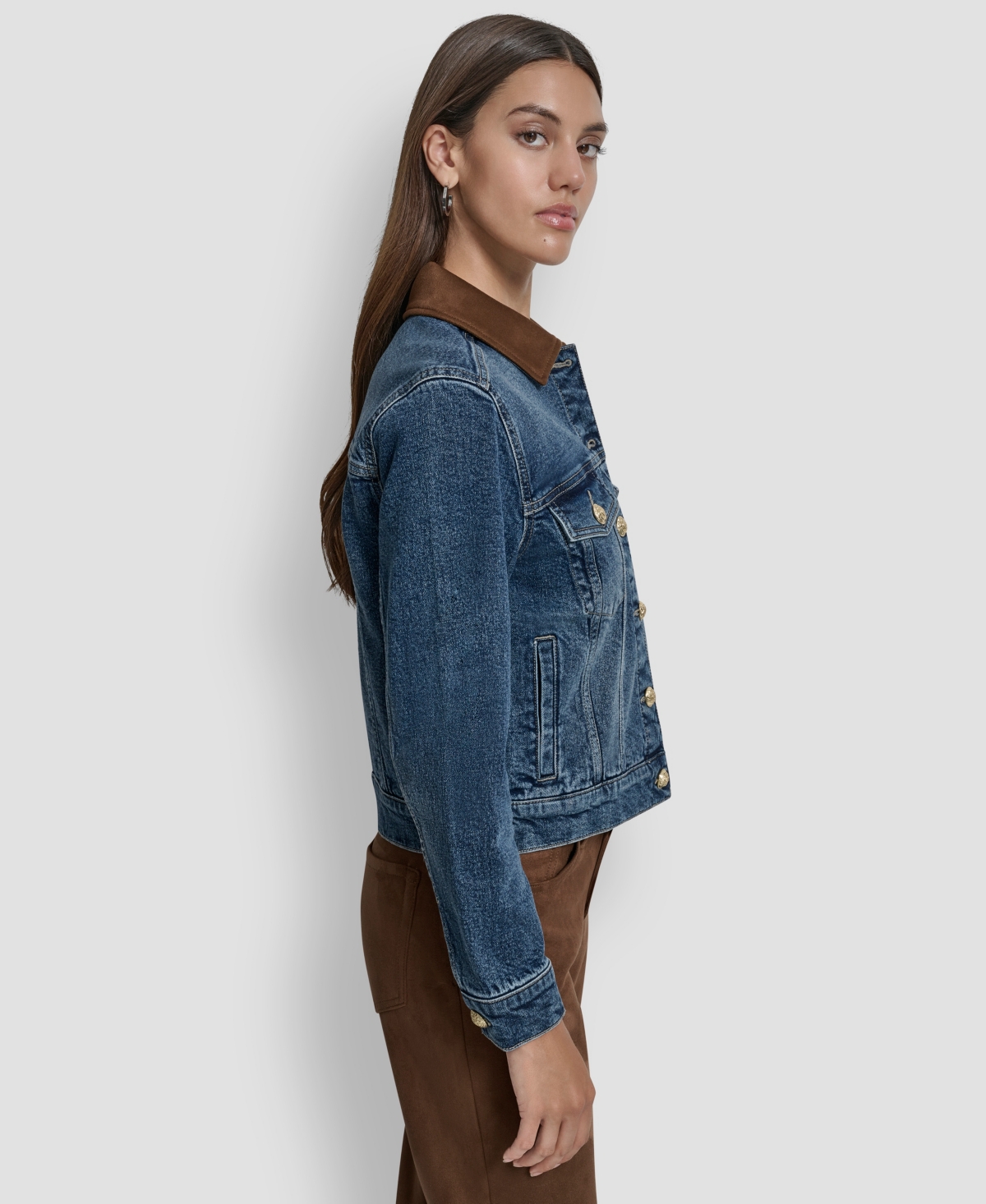 Dkny Jeans Women's Collared Trucker Jacket In Blue