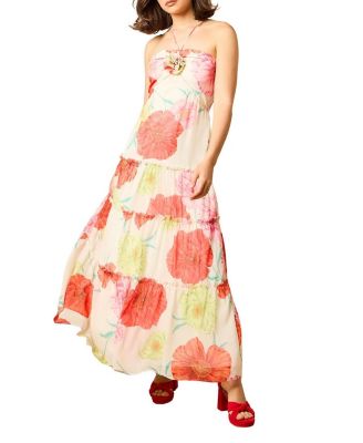 Women's Rosette Detail Halterneck Midi Dress