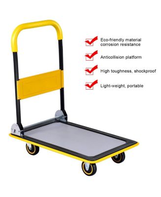 330lbs Folding Platform Cart Dolly Push Hand Truck Moving Warehouse Foldable