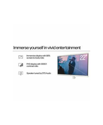 22-dg0440 21.45" Full HD All-in-One Desktop Computer, Intel N200 1.0GHz, 8GB RAM, 512GB SSD, Windows 11 Home, Cashmere White