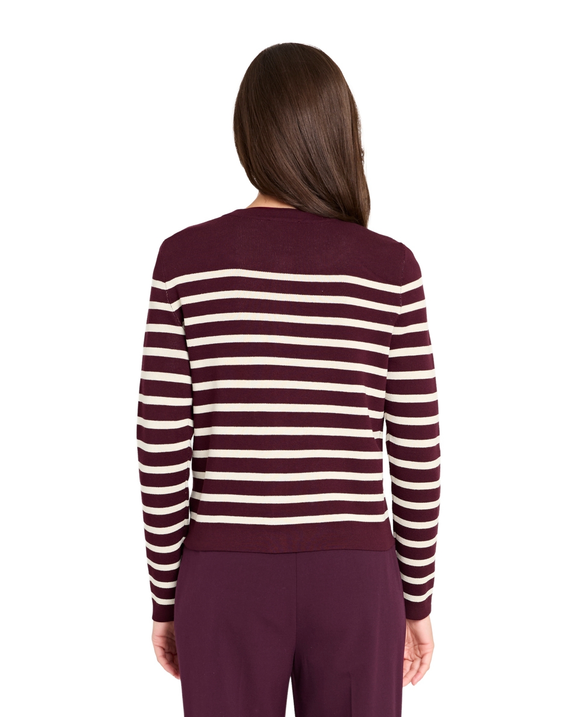 Tahari Asl Women's Long Sleeve Button Sweater In Multi