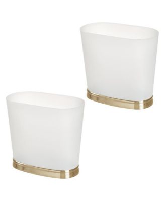 Small Oval Bathroom Trash Can, Set of 2, Frost/Soft Brass, Made in USA
