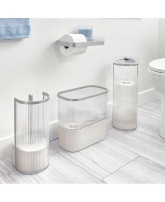 Fluted Toilet Paper Storage Holder with Shelf - Clear/Satin/Gray