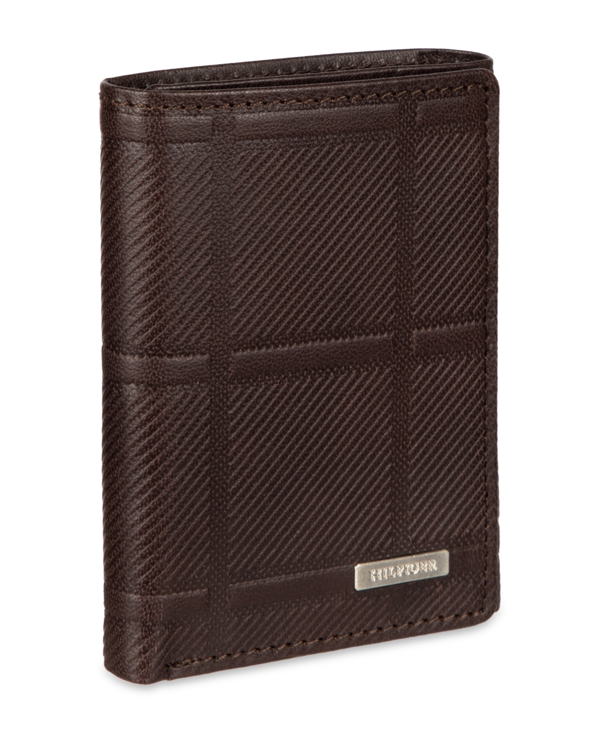 Tommy Hilfiger Men's Trifold Plaid Wallet In Brown