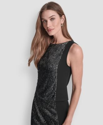 Women's Sequin Panel Sleeveless Top