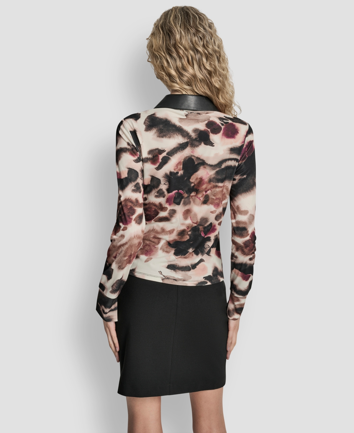 Dkny Women's Long Sleeve Button Front Top In Black